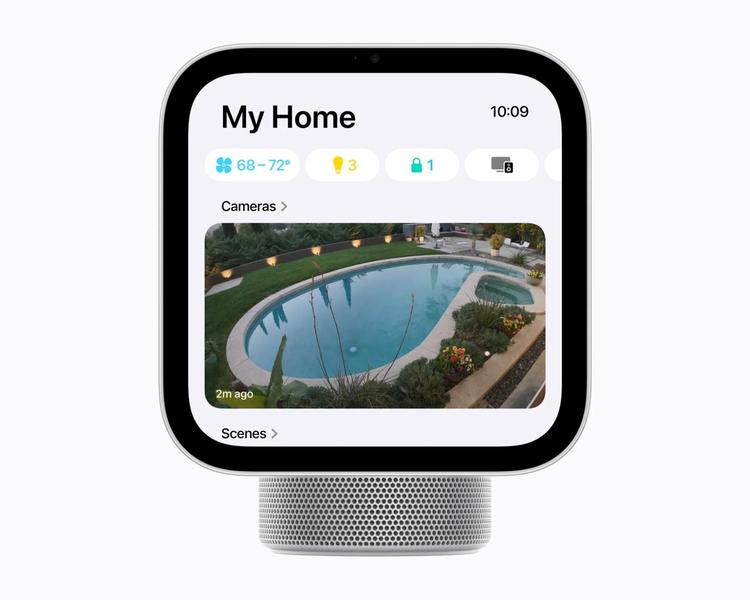apple homeview smart display showing security camera view