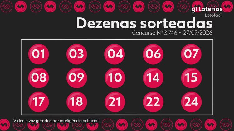 Lotofácil hoje: resultado do concurso 3746 e números sorteados