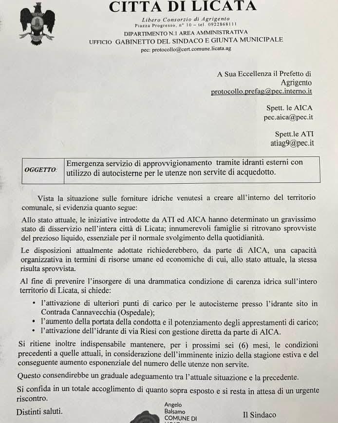🚰 Emergenza idrica: il Comune di Licata chiede interventi immediati. L’Amministrazione comunale ha trasmesso una formal...