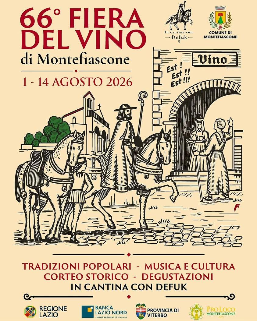 🍷 Dal 1° al 14 agosto 2026 torna uno degli appuntamenti più attesi dell'estate: la 66ª Fiera del Vino di Montefiascone...