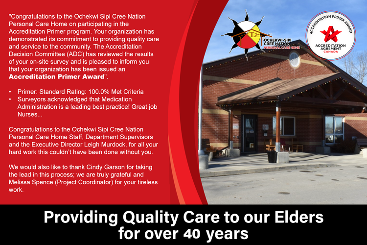Ochekwi-Sipi Personal Care Home receives Accreditation Primer Award