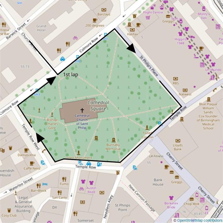 Part 17 of the 21km (Half Marathon) Run Loop Birmingham around Cathedral Square by Temple Row