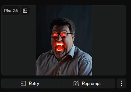 Mann mit leuchtend roten Augen schreit