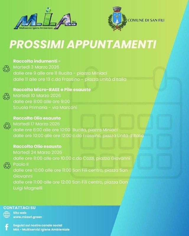 Avviso - Raccolta Olio - 📍domani, 24 marzo