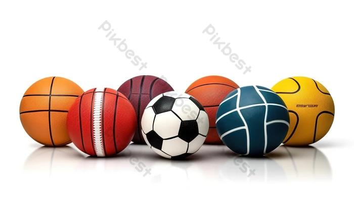 palla da pallavolo palloni sportivi calcio e basket presentati su uno sfondo bianco in rendering 3d