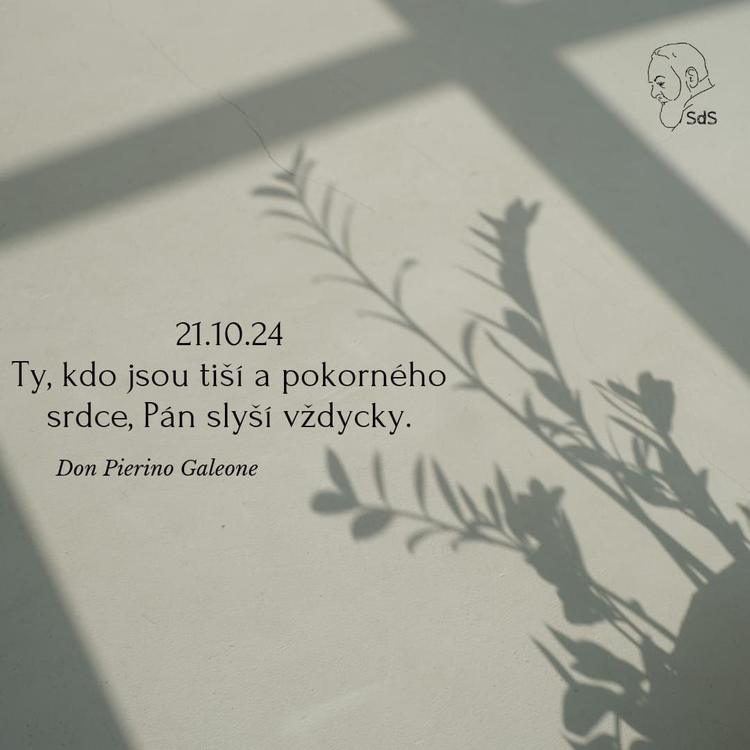 21.10.2024
Ty, kdo jsou tiší a pokorného srdce, Pán slyší vždycky.

Don Pierino Galeone