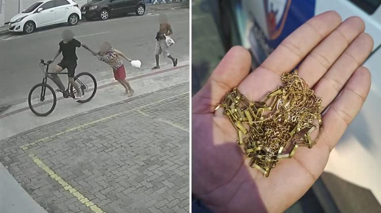 Idosa de 81 anos é derrubada durante roubo de cordão de ouro em Vila Velha e adolescente é apreendido; VÍDEO