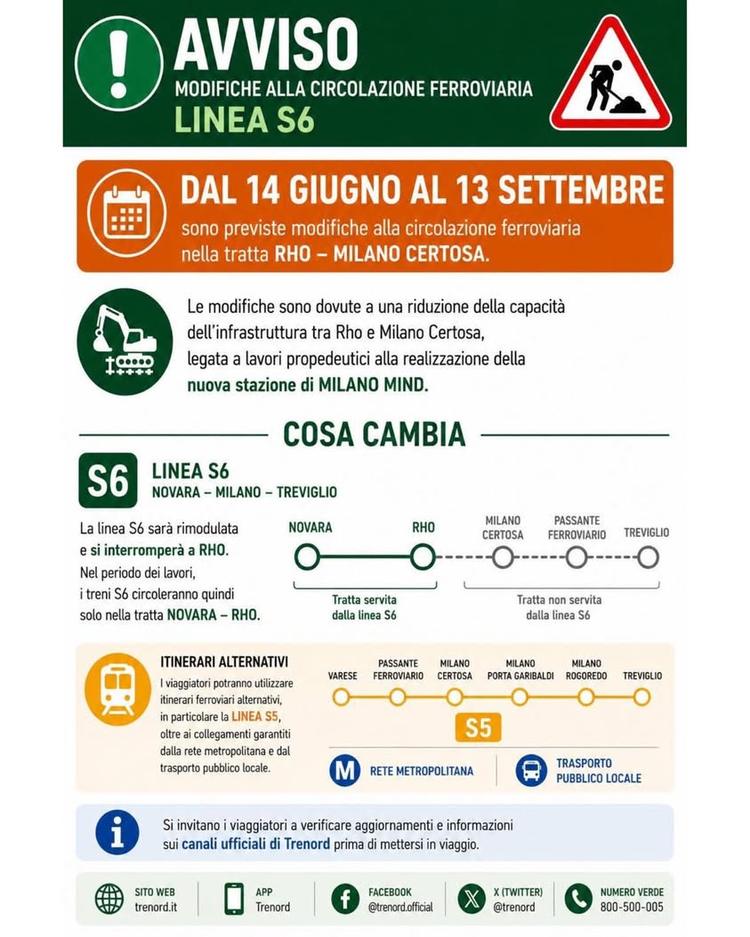 📢PROMEMORIA Ricordiamo ai cittadini e ai pendolari che da lunedì 14 giugno prenderanno il via i lavori sulla tratta fer...