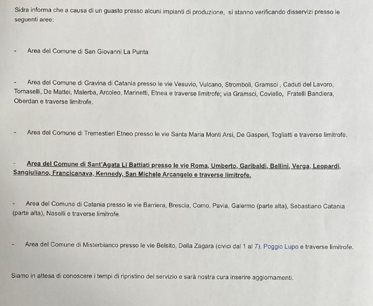 Comunicazione Disservizio Idrico