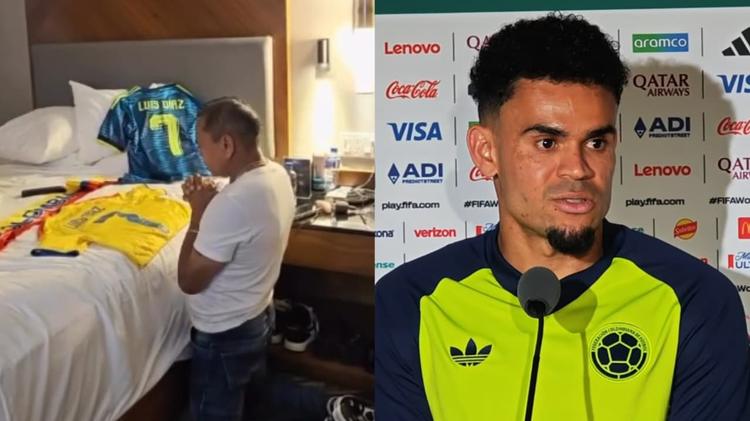 Pai de jogador da Colômbia ora antes da Copa e filho ganha troféu de craque: “Grato a Deus”