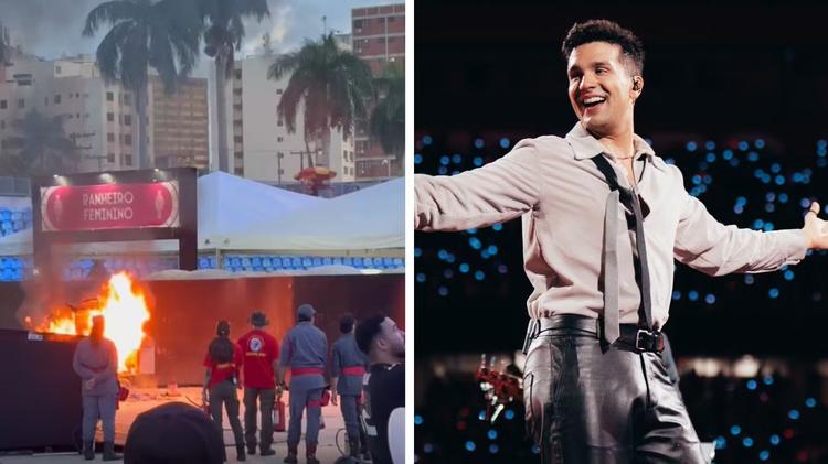 Fogo atinge carrinho de pipoca antes de show do Luan Santana em Goiânia