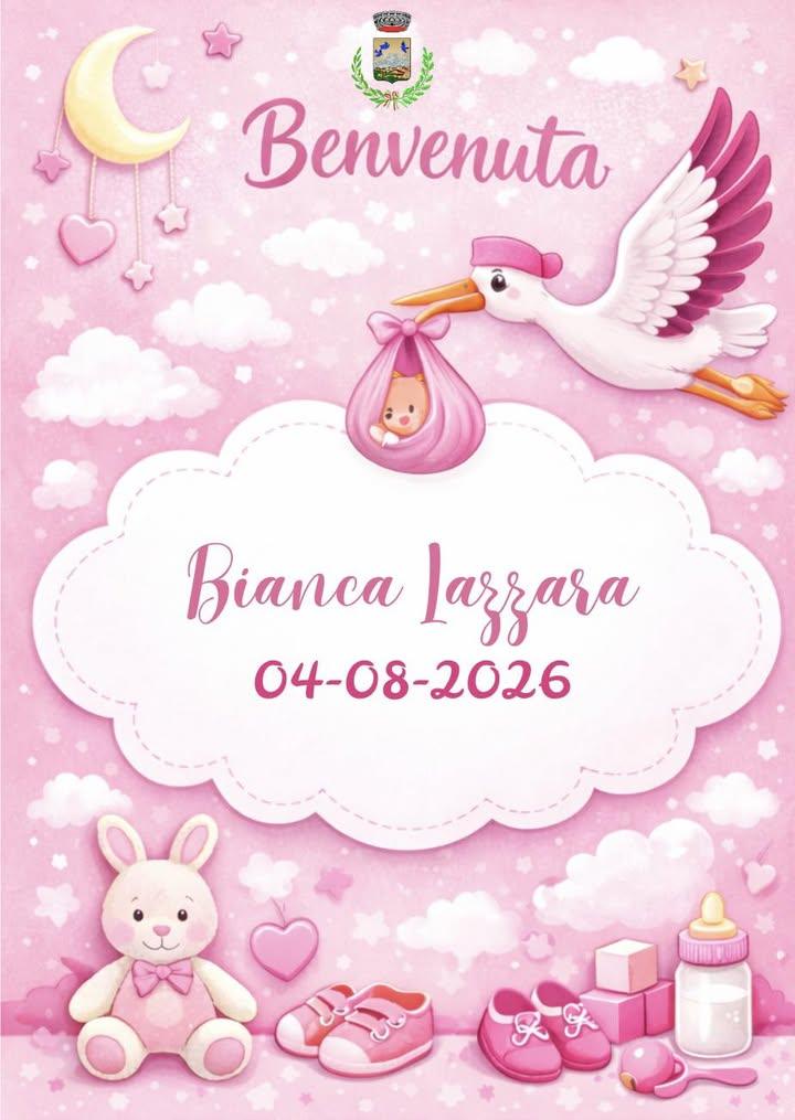 👶 🩷Benvenuta, Bianca! 🩷👶 L’Amministrazione Comunale porge il più caloroso benvenuto a Bianca Lazzara, nata il 4 agos...
