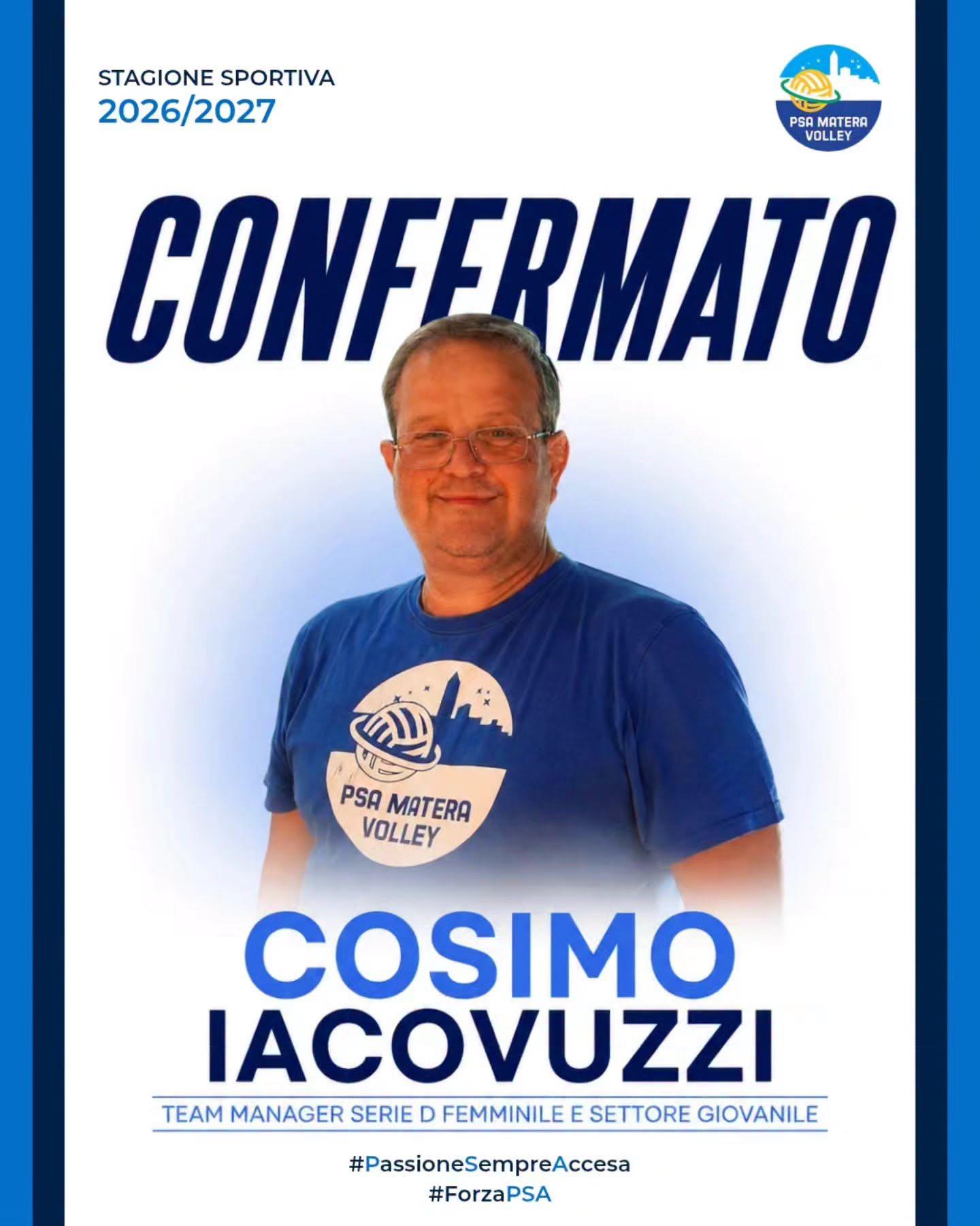 Volley D/F, Psa Matera: Cosimo Iacovuzzi confermato team manager