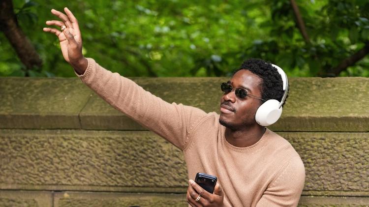 actor Damson Idris is seen wearing unknown Sony headphones in new york city on May 3, 2026