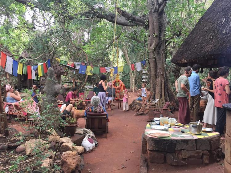 Sunday pot luck with some of the founders of Auroville
