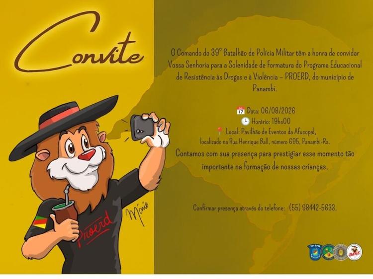 Formatura da primeira turma do Proerd 2026 em Panambi ocorre nesta quinta-feira dia 05