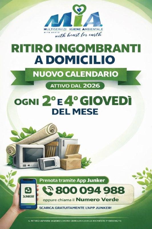 𝐀𝐯𝐯𝐢𝐬𝐨 - 𝐑𝐢𝐭𝐢𝐫𝐨 𝐫𝐢𝐟𝐢𝐮𝐭𝐢 𝐢𝐧𝐠𝐨𝐦𝐛𝐫𝐚𝐧𝐭𝐢 Si informa la cittadinanza che il ritiro a domicilio d...