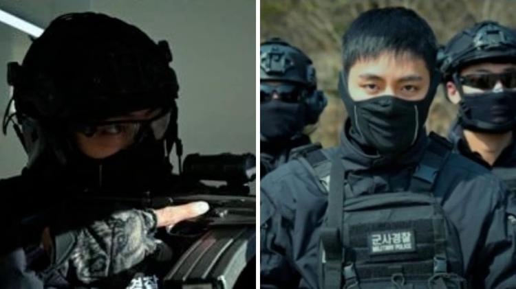 El Ejército revela en Facebook fotos de V de BTS con traje antiterrorista