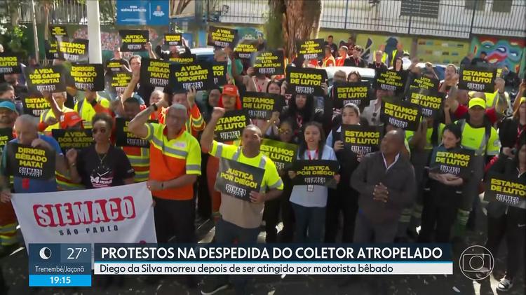 Coletor de lixo que morreu após ser atropelado por motorista bêbado é enterrado na Zona Leste de SP