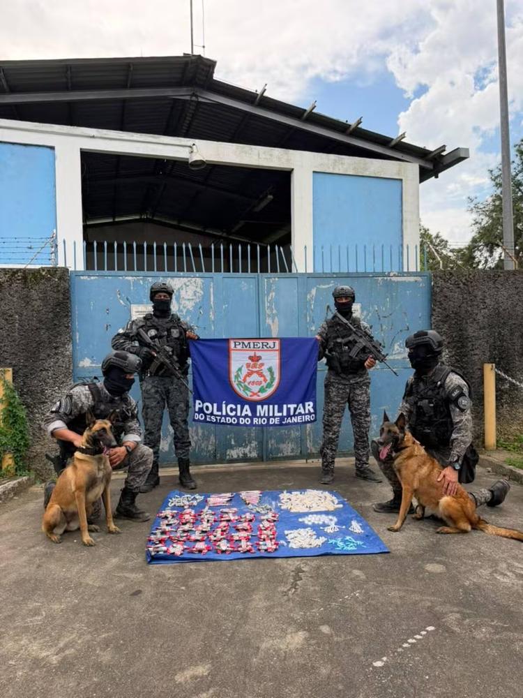 Cães farejadores ajudam polícia a encontrar drogas em casa em obras em Barra Mansa