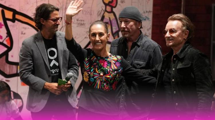 U2 se reúne con Claudia Sheinbaum durante visita a México