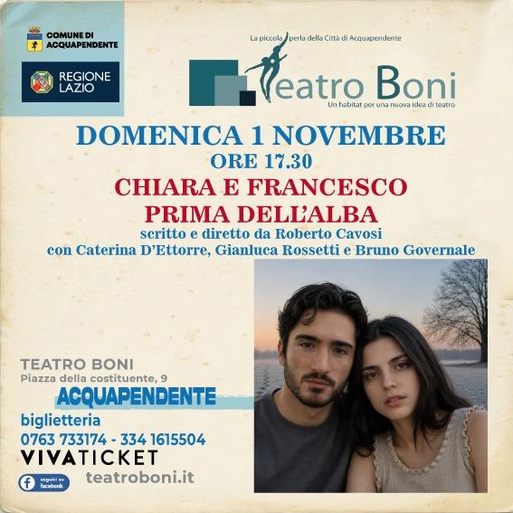 🎭✨ DOMENICA A TEATRO BONI ✨🎭 📅 Domenica 1° novembre 2026 alla ore 17:30 andrà in scena lo spettacolo 🌟 CHIARA E FRAN...