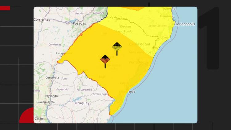 Rio Grande do Sul entra em alerta com temporais, granizo e vento de mais de 90 km/h