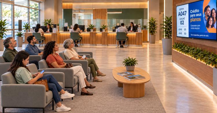 A espera também vende: o que sua agência mostra enquanto o cooperado aguarda
