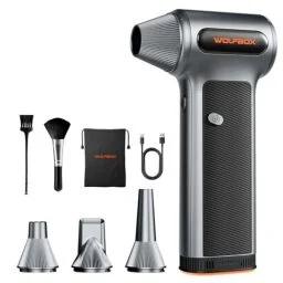 WOLFBOX MF200 Electric Air Duster with Removable Battery & 4 Nozzles, Cordless 3-Speed Adjustable Mini Blower for Computer Keyboard, Car Cleaning, Home, and Outdoor Use