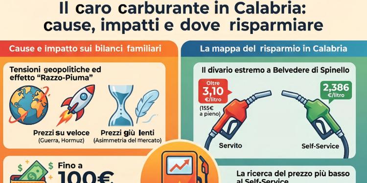 Il pieno mette in crisi la Calabria: la benzina sale e il conto delle famiglie si restringe