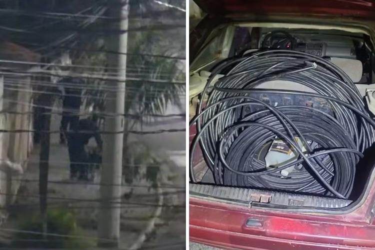 Câmeras flagram furto de cabos de energia, e homem é preso após fuga em Tremembé; veja vídeo