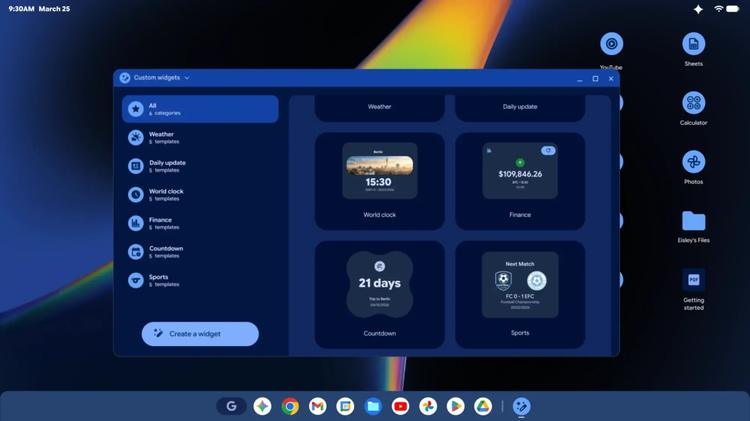 create your own widget on googlebook desktop