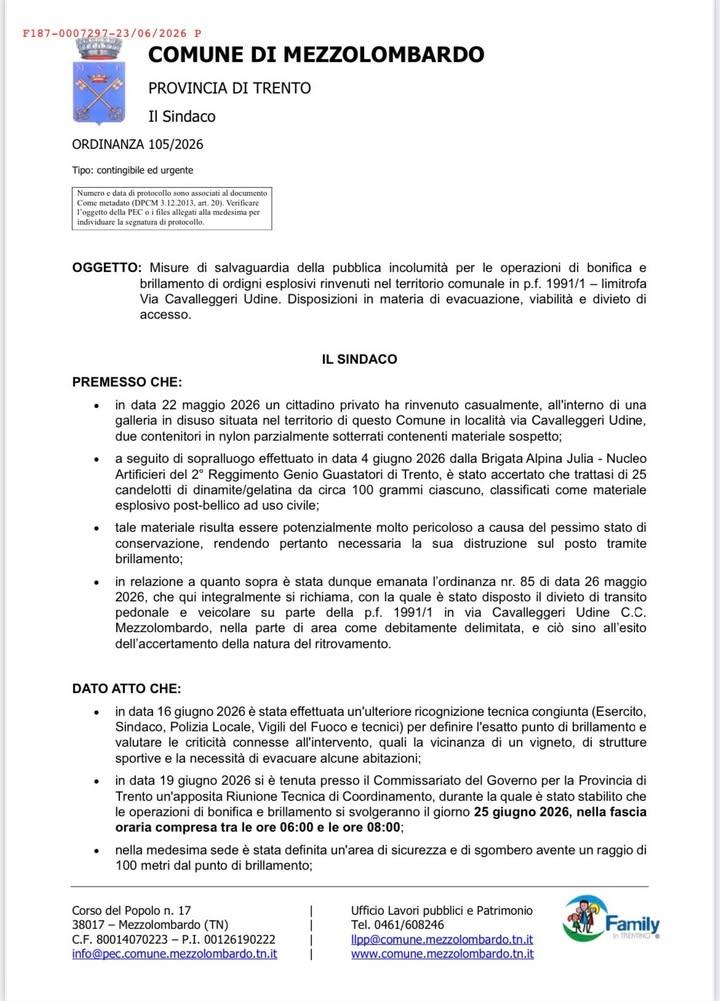 ⚠️ BRILLAMENTO MATERIALE ESPLOSIVO ‼️ Si ricorda alla popolazione l’operazione di brillamento di materiale esplosivo rin...