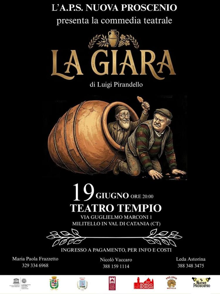 Cine-Teatro Tempio Militello V.C.  In scena “La Giara” 🗓️Venerdì :19 Giugno 2026; 🕦Ore 20:00  Ingresso a pagamento......