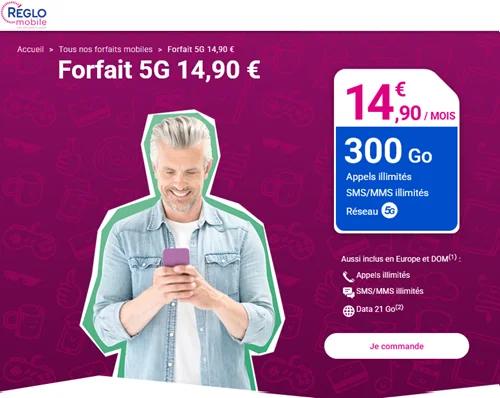 🔖 Réglo Mobile, forfait 5G illimité/300Go à 15€/mois