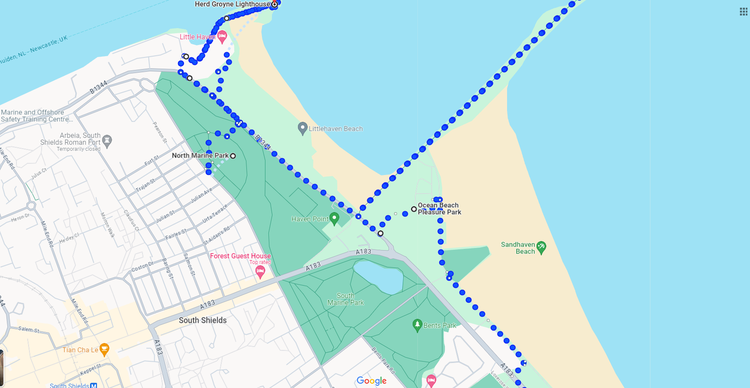 Part 10.1 of the 18km Seaside Newcastle Run North and South Marine Park