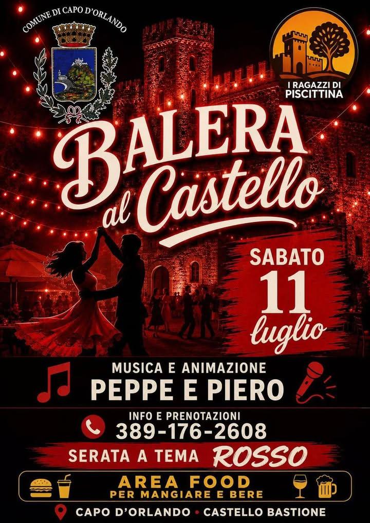 🔴 BALERA AL CASTELLO – SERATA A TEMA ROSSO! 🔴 Una notte speciale all'insegna della musica, del divertimento e del ball...