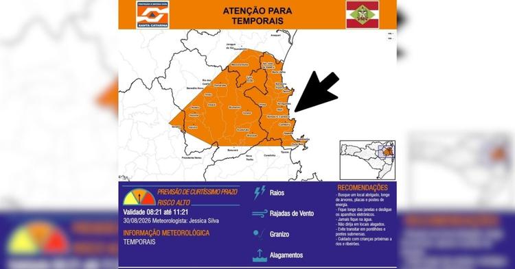 Defesa Civil alerta para risco de temporais neste domingo em Balneário Camboriú e região