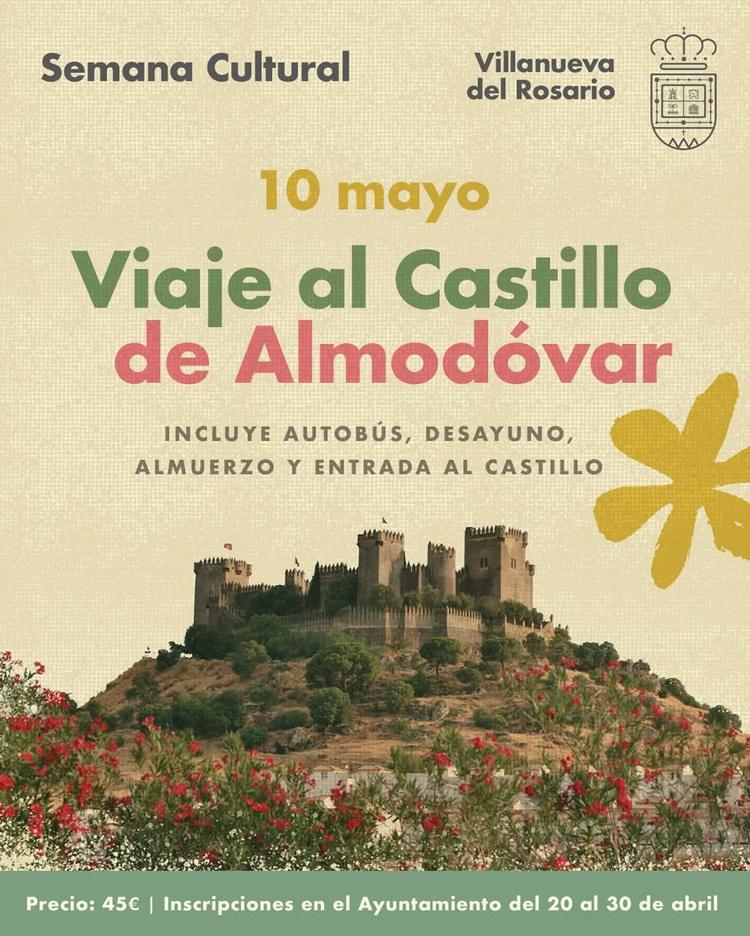 VIAJE SEMANA CULTURAL 2026 🏰 El próximo 10 de mayo nos vamos de visita al Castillo de Almodóvar,  una jornada cultural...