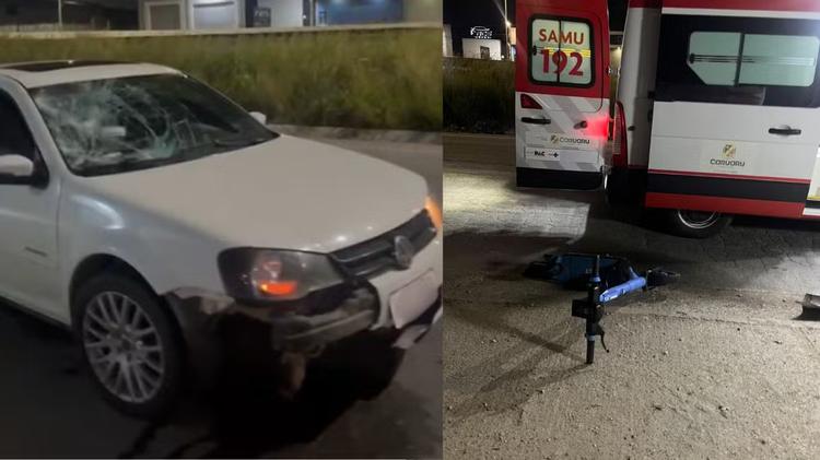Patinete elétrico para em área proibida na BR-104 e jovem é atingido por carro, em Caruaru
