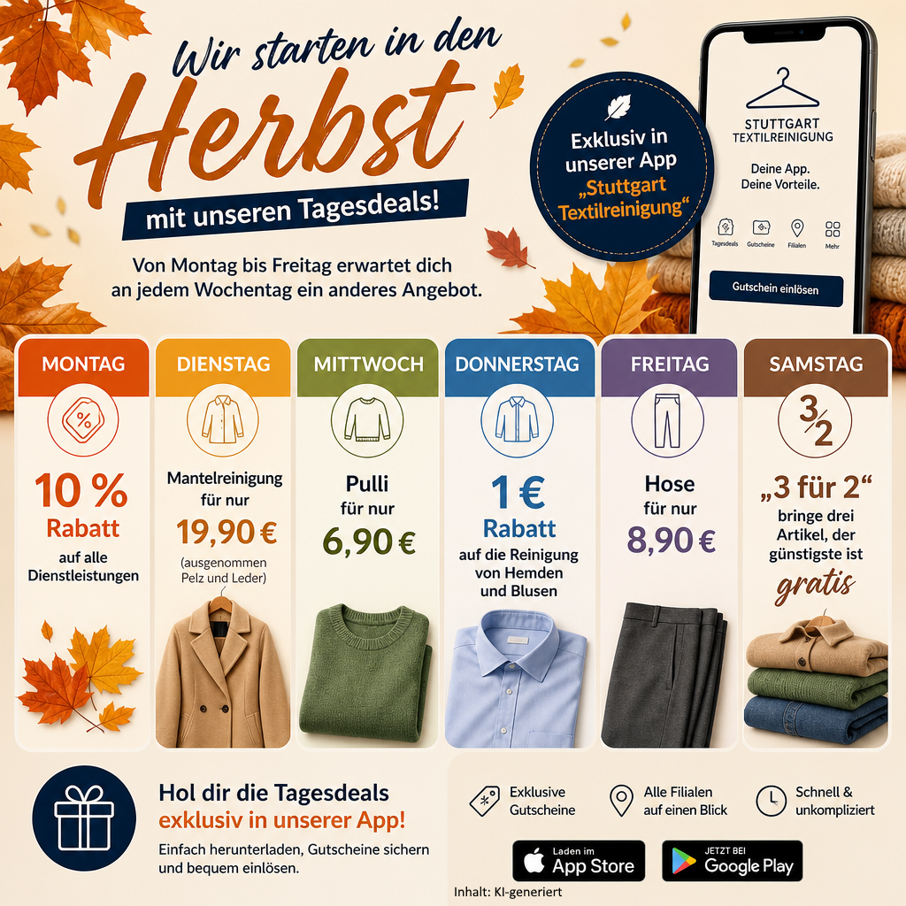 Tagesdeals an jedem Wochentag ein anderes Angebot