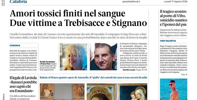 Rassegna stampa 17-08-2026 edizioni Calabria