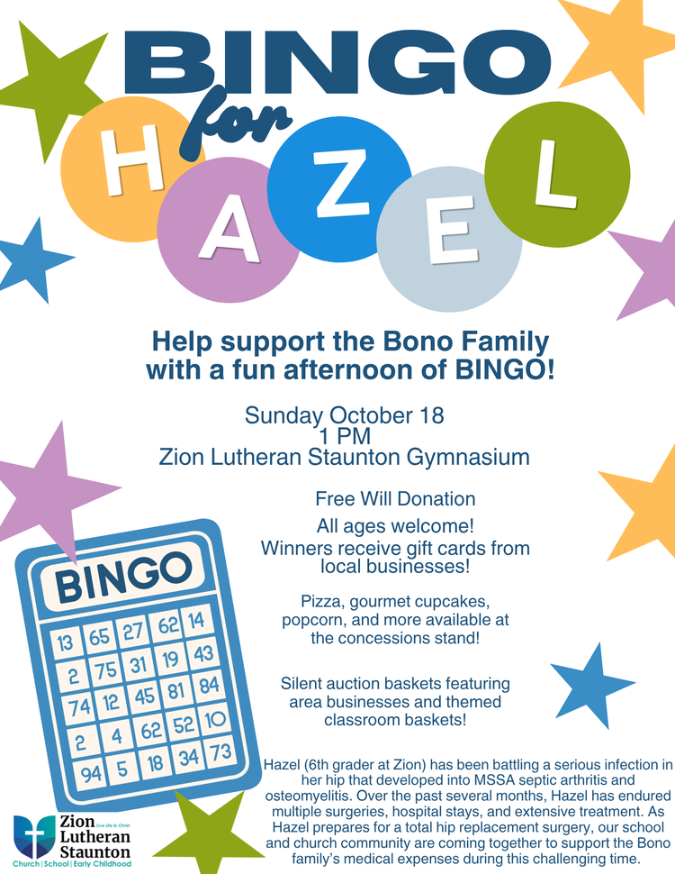 BINGO for Hazel — Help Support the Bono Family!
