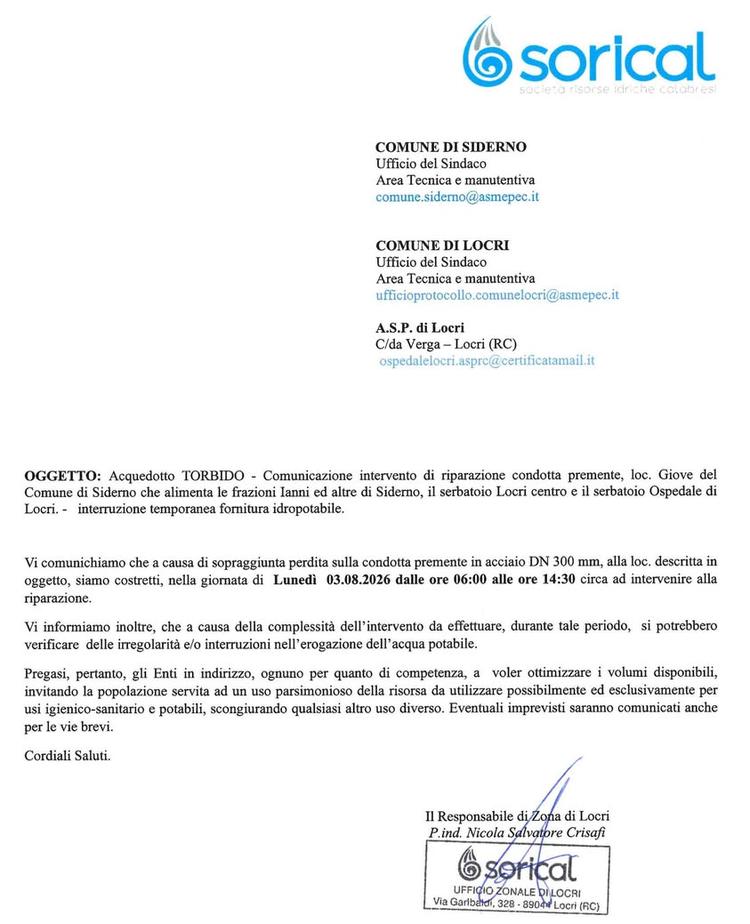 🔴 COMUNICAZIONE Sorical