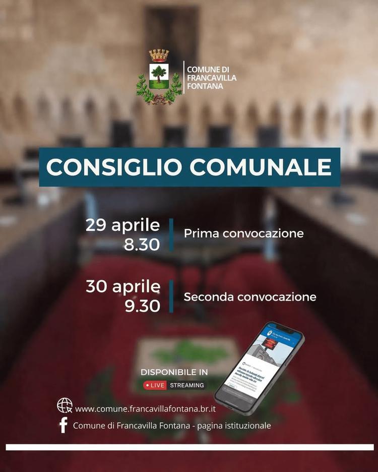 Il Consiglio Comunale si riunirà in sessione ordinaria il 29 aprile alle ore 8.30 in prima convocazione e il 30 aprile a...