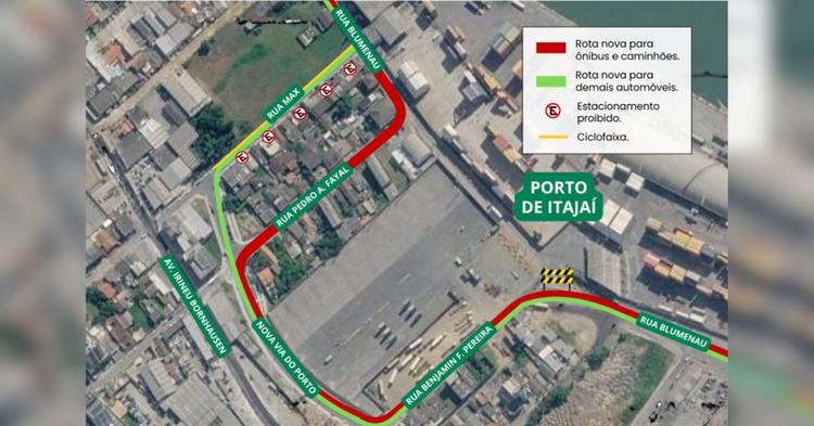 Mudança permanente no trânsito próximo ao Porto de Itajaí começa nesta terça-feira; veja o que muda