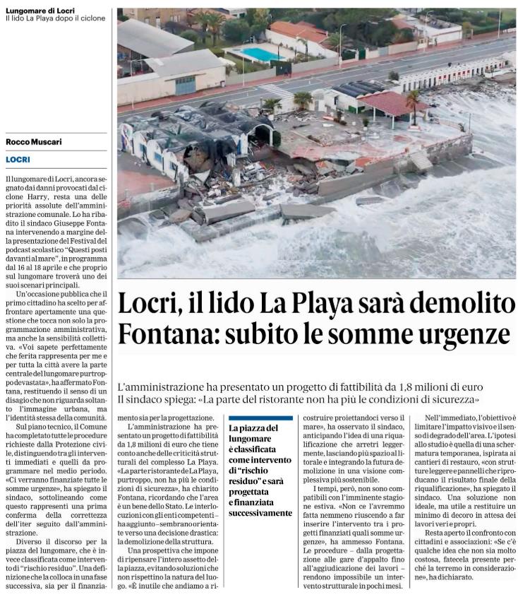 Su Gazzetta del Sud di oggi 14.04.2026