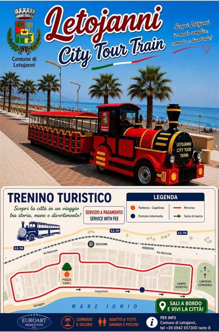 🚌 TORNA IL TRENINO TURISTICO A LETOJANNI! Siete pronti a salire a bordo? Questa sera partirà il servizio del Trenino Tu...