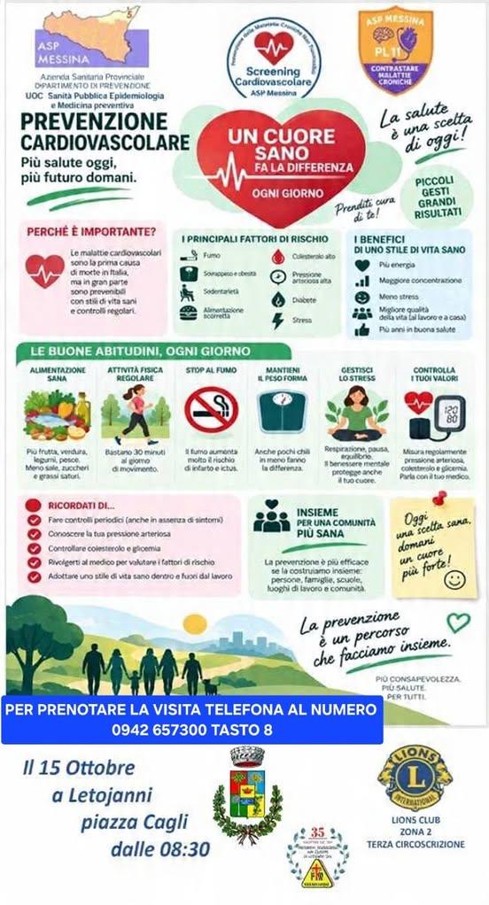 ❤️ GIORNATA DELLA PREVENZIONE CARDIOLOGICA A LETOJANNI ❤️ La salute del cuore al centro! Il Comune di Letojanni, in coll...