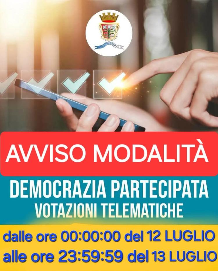 🟨DEMOCRAZIA PARTECIPATA 2026🟨 ‼️● AVVISO MODALITÀ VOTAZIONI TELEMATICHE🤳●‼️ SI COMUNICA CHE,  nonostante un improvvis...